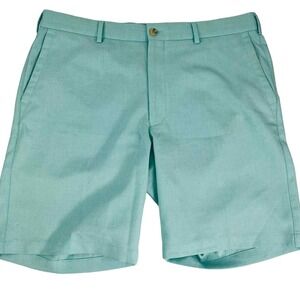 Peter Millar Mens Golf Shorts‎ Aqua Green Flat Front Lightweight 36